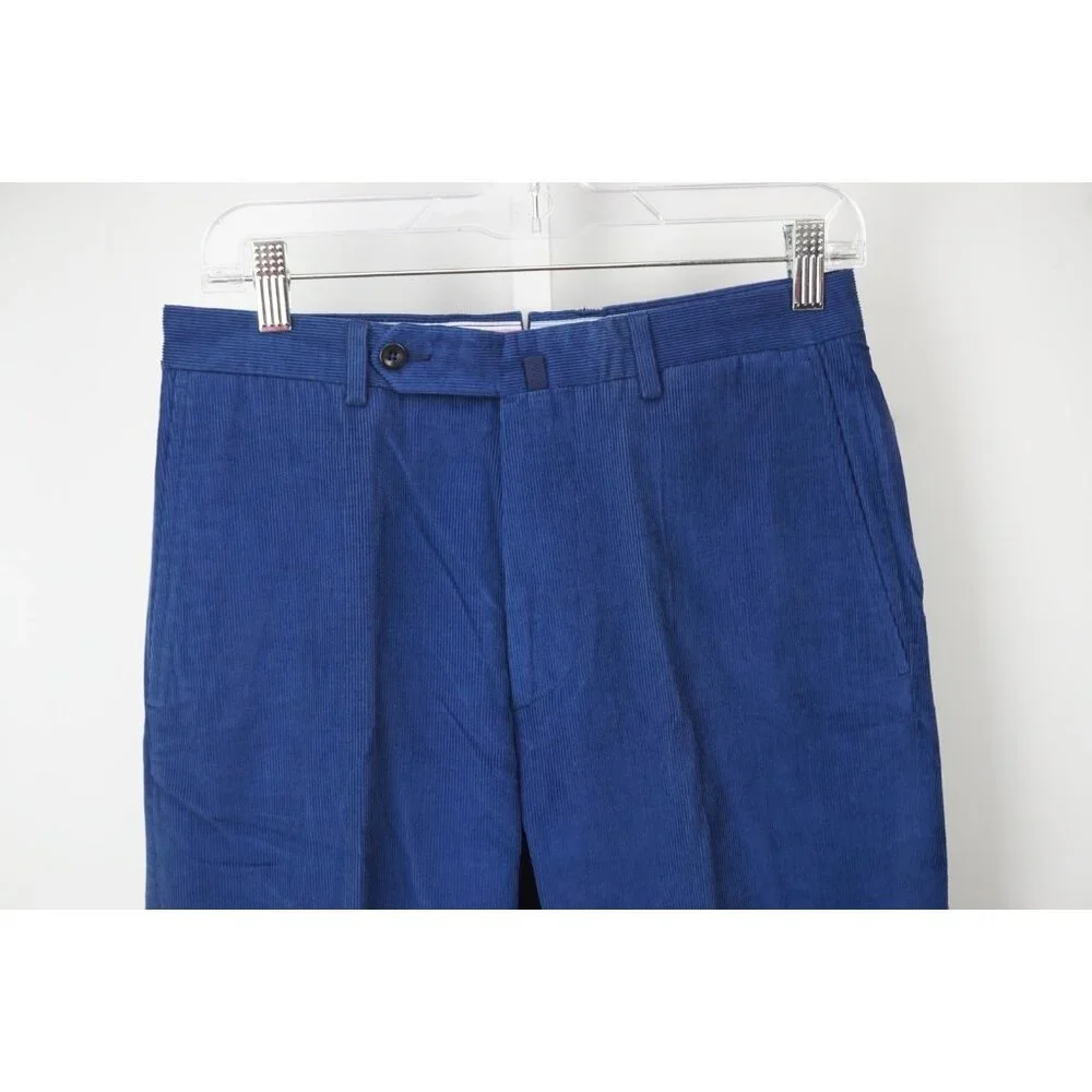 Incotex 100% Cotton Royal Blue Corduroy Mens Pants Sz 44 NEW